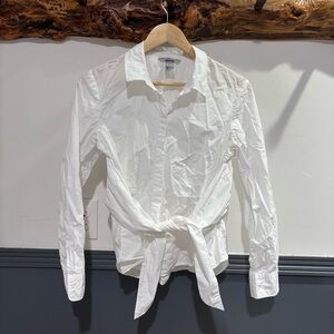 H&M White Button Down Shirt with Tie belt